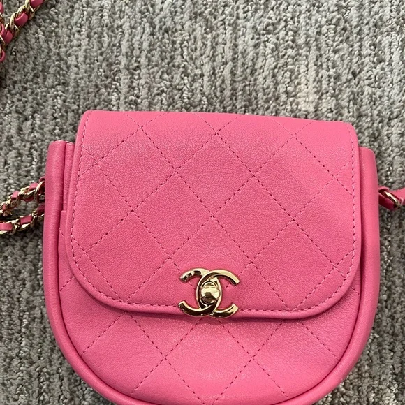 CHANEL Pink Crossbody Bag with Gold-Tone Closure - Picture 2 of 9